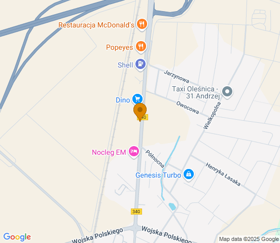 Mapa dojazdu do warsztatu samochodowego w miejscowości Oleśnica