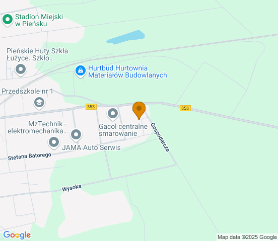 Mapa dojazdu do warsztatu samochodowego w miejscowości Pieńsk