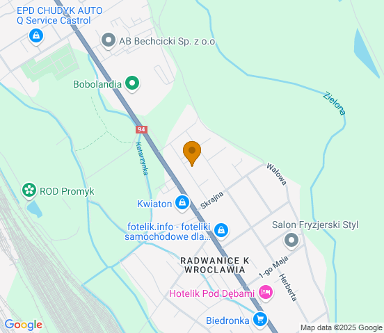 Mapa dojazdu do warsztatu samochodowego w miejscowości Radwanice