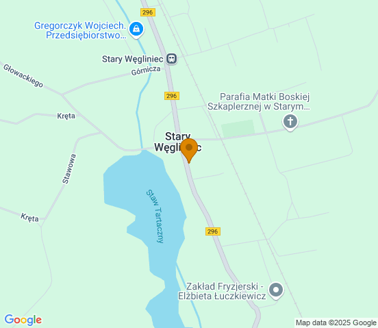 Mapa dojazdu do warsztatu samochodowego w miejscowości Stary Węgliniec
