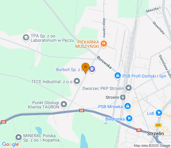 Mapa dojazdu do warsztatu samochodowego w miejscowości Strzelin
