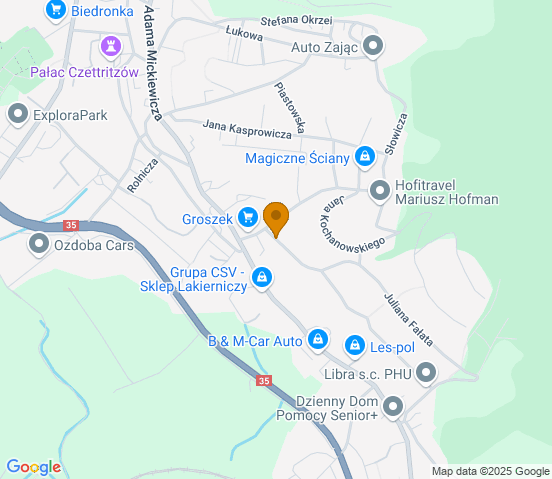 Mapa dojazdu do warsztatu samochodowego w miejscowości Wałbrzych