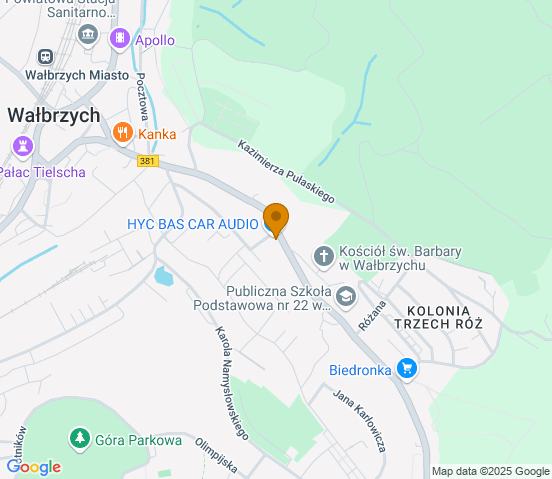 Mapa dojazdu do warsztatu samochodowego w miejscowości Wałbrzych