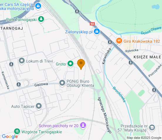 Mapa dojazdu do warsztatu samochodowego w miejscowości Wrocław