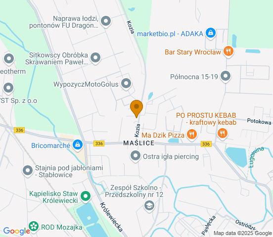 Mapa dojazdu do warsztatu samochodowego w miejscowości Wrocław