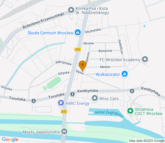 Mapa dojazdu do warsztatu samochodowego w miejscowości Wrocław