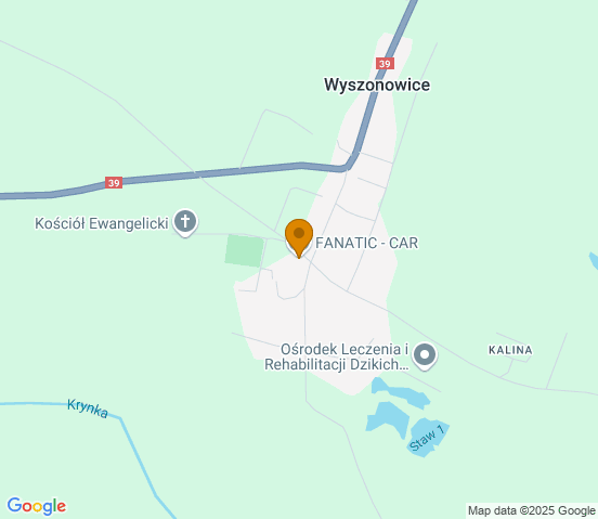 Mapa dojazdu do warsztatu samochodowego w miejscowości Wyszonowice