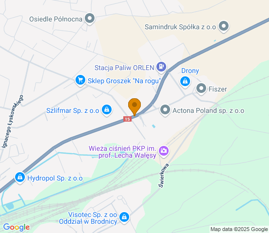 Mapa dojazdu do warsztatu samochodowego w miejscowości Brodnica