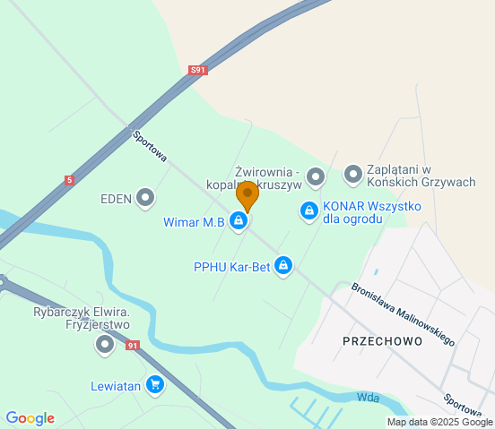 Mapa dojazdu do warsztatu samochodowego w miejscowości Kozłowo