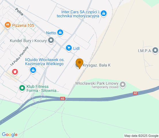 Mapa dojazdu do warsztatu samochodowego w miejscowości Włocławek