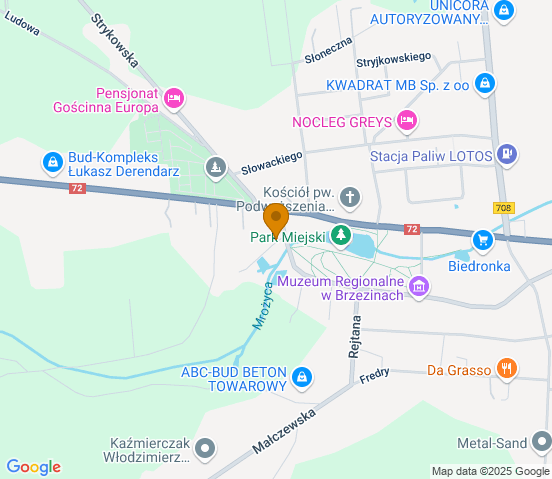 Mapa dojazdu do warsztatu samochodowego w miejscowości Brzeziny