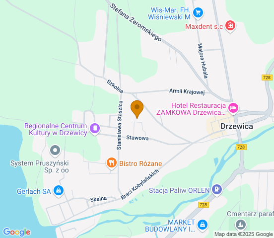 Mapa dojazdu do warsztatu samochodowego w miejscowości Drzewica