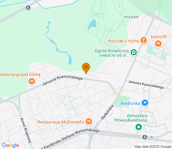 Mapa dojazdu do warsztatu samochodowego w miejscowości Łódź