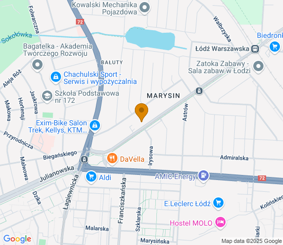 Mapa dojazdu do warsztatu samochodowego w miejscowości Łódź
