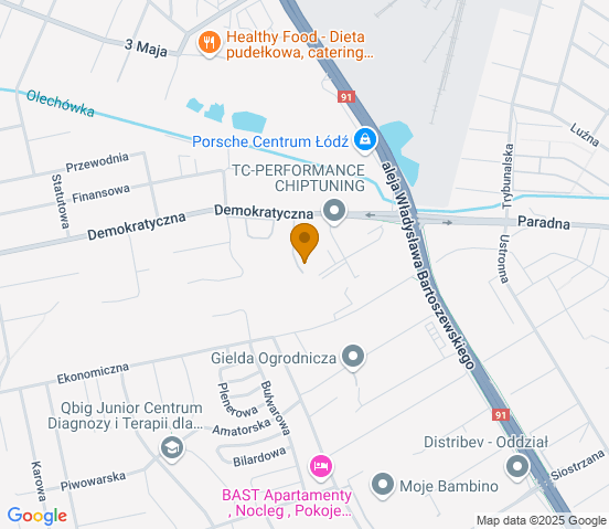 Mapa dojazdu do warsztatu samochodowego w miejscowości Łódź