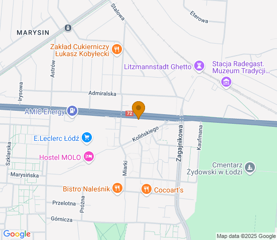 Mapa dojazdu do warsztatu samochodowego w miejscowości Łódź