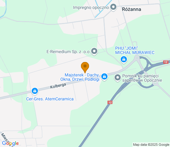Mapa dojazdu do warsztatu samochodowego w miejscowości Opoczno