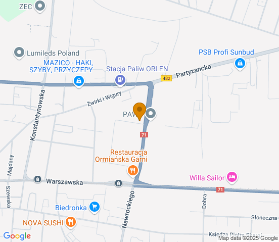 Mapa dojazdu do warsztatu samochodowego w miejscowości Pabianice