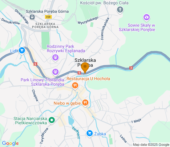 Mapa dojazdu do warsztatu samochodowego w miejscowości Poręby