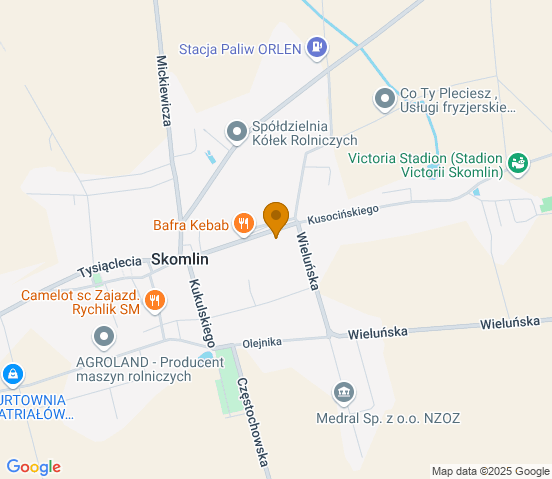 Mapa dojazdu do warsztatu samochodowego w miejscowości Skomlin