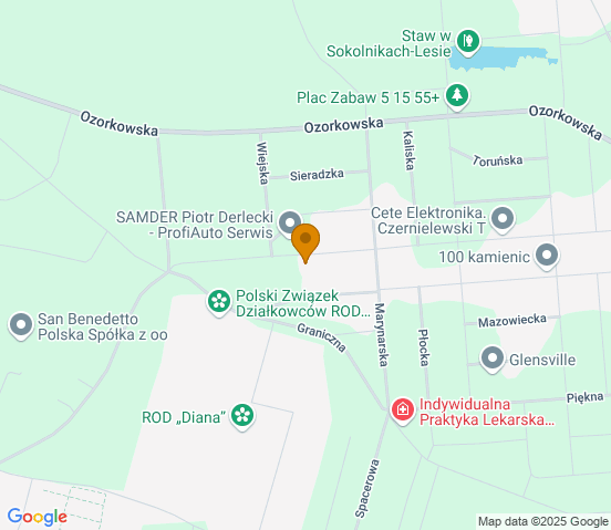 Mapa dojazdu do warsztatu samochodowego w miejscowości Sokolniki