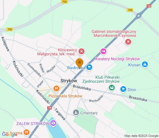 Mapa dojazdu do warsztatu samochodowego w miejscowości Stryków