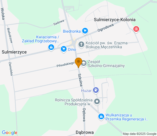 Mapa dojazdu do warsztatu samochodowego w miejscowości Sulmierzyce