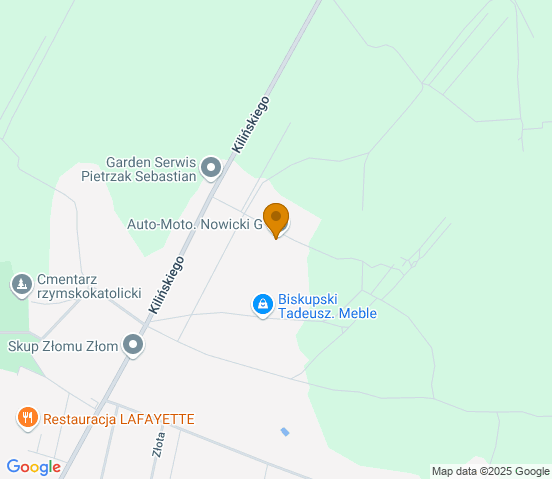 Mapa dojazdu do warsztatu samochodowego w miejscowości Zelów