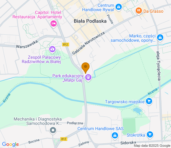 Mapa dojazdu do warsztatu samochodowego w miejscowości Biała Podlaska