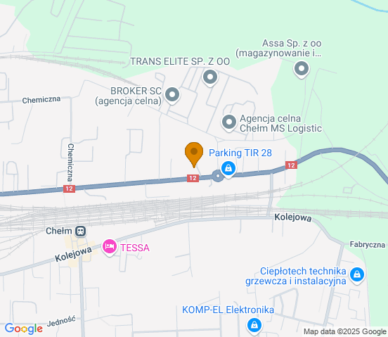 Mapa dojazdu do warsztatu samochodowego w miejscowości Chełm