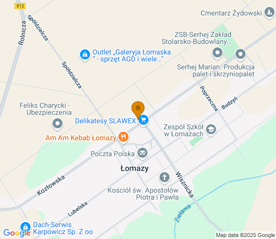 Mapa dojazdu do warsztatu samochodowego w miejscowości Łomazy