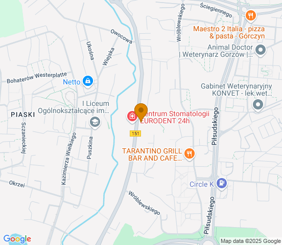 Mapa dojazdu do warsztatu samochodowego w miejscowości Gorzów Wielkopolski
