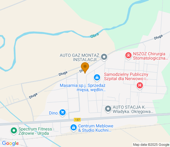 Mapa dojazdu do warsztatu samochodowego w miejscowości Międzyrzecz