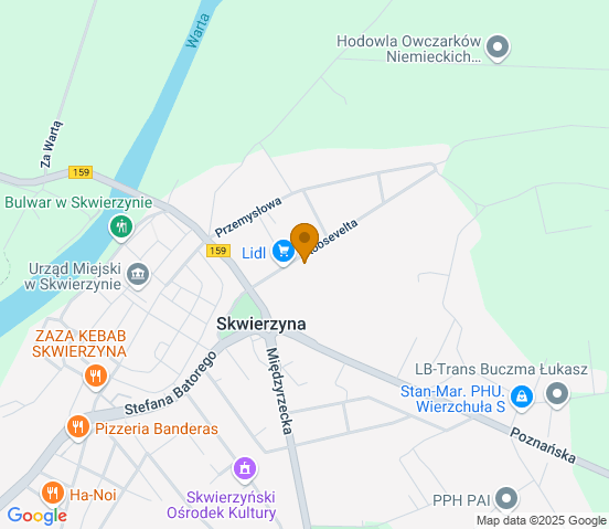 Mapa dojazdu do warsztatu samochodowego w miejscowości Przytoczna
