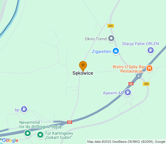 Mapa dojazdu do warsztatu samochodowego w miejscowości Sękowice