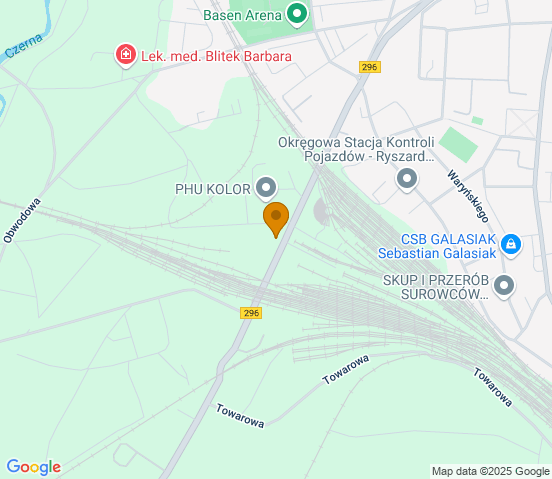 Mapa dojazdu do warsztatu samochodowego w miejscowości Żagań