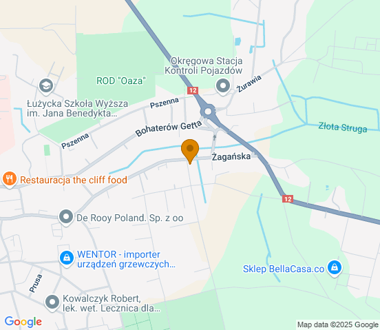 Mapa dojazdu do warsztatu samochodowego w miejscowości Żary