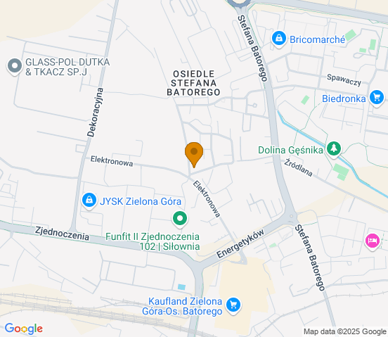 Mapa dojazdu do warsztatu samochodowego w miejscowości Zielona Góra