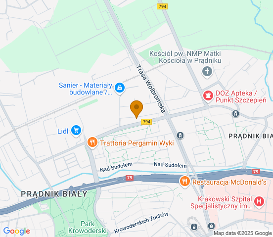 Mapa dojazdu do warsztatu samochodowego w miejscowości Kraków