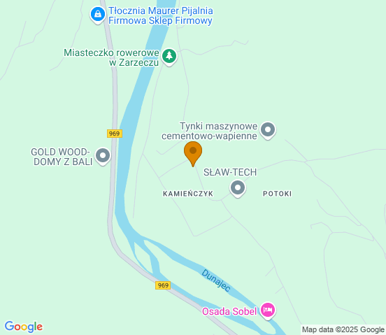 Mapa dojazdu do warsztatu samochodowego w miejscowości Łącko
