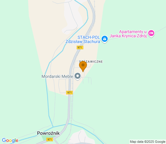 Mapa dojazdu do warsztatu samochodowego w miejscowości Powroźnik