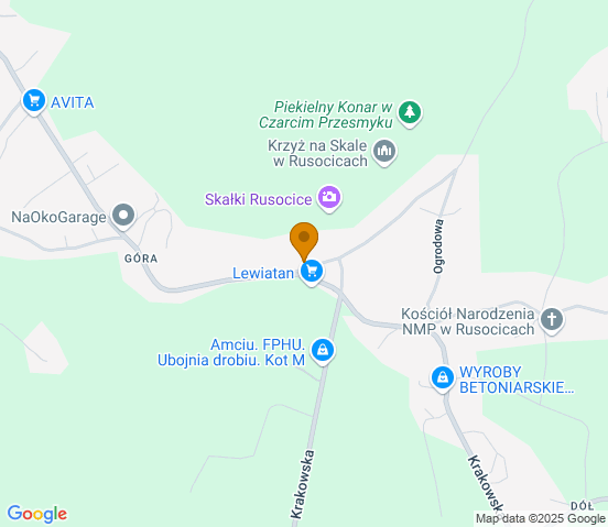 Mapa dojazdu do warsztatu samochodowego w miejscowości Rusocice