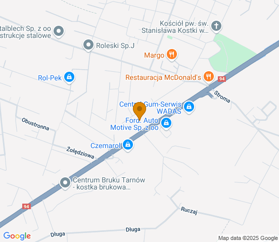 Mapa dojazdu do warsztatu samochodowego w miejscowości Tarnów