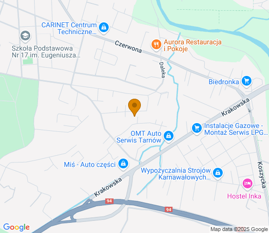 Mapa dojazdu do warsztatu samochodowego w miejscowości Tarnów