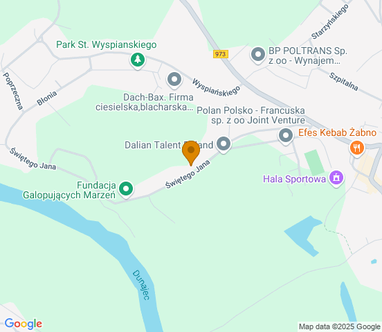 Mapa dojazdu do warsztatu samochodowego w miejscowości Żabno
