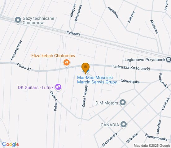 Mapa dojazdu do warsztatu samochodowego w miejscowości Chotomów