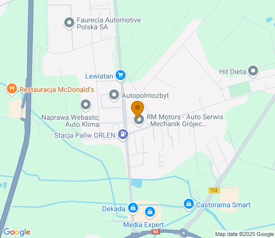 Mapa dojazdu do warsztatu samochodowego w miejscowości Grójec