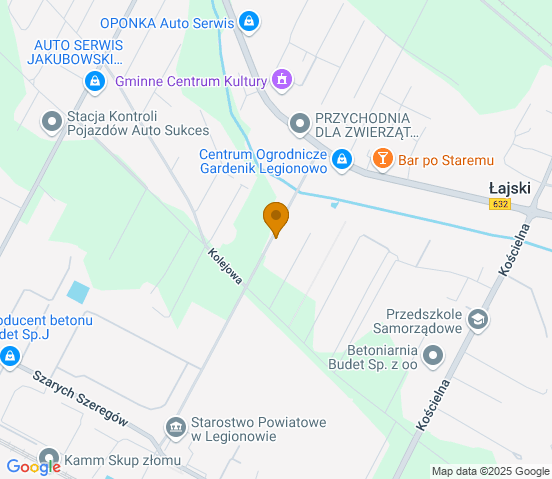 Mapa dojazdu do warsztatu samochodowego w miejscowości Łajski