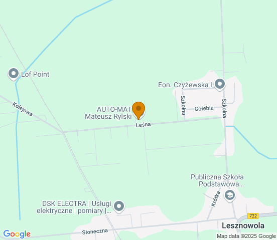 Mapa dojazdu do warsztatu samochodowego w miejscowości Lesznowola