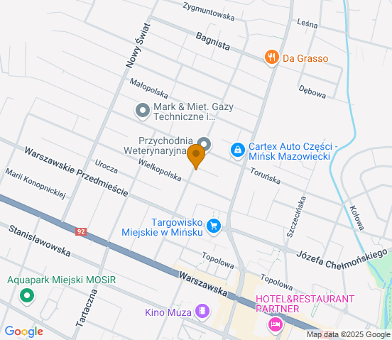 Mapa dojazdu do warsztatu samochodowego w miejscowości Mińsk Mazowiecki
